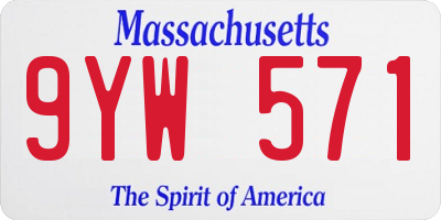 MA license plate 9YW571