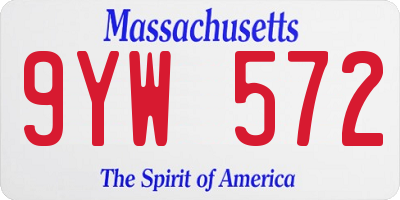 MA license plate 9YW572