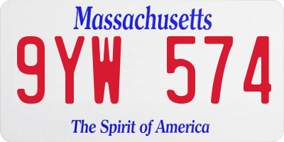 MA license plate 9YW574