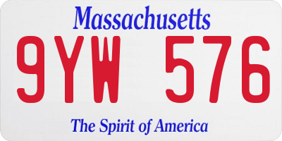 MA license plate 9YW576