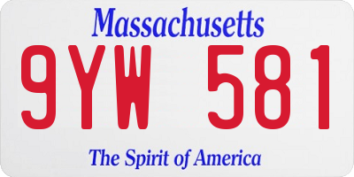 MA license plate 9YW581
