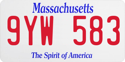 MA license plate 9YW583
