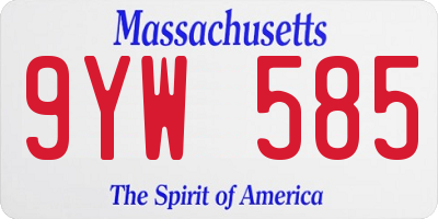 MA license plate 9YW585