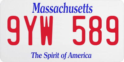 MA license plate 9YW589
