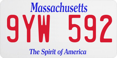 MA license plate 9YW592