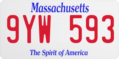 MA license plate 9YW593