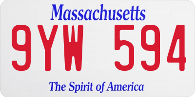 MA license plate 9YW594
