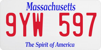 MA license plate 9YW597