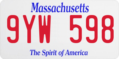 MA license plate 9YW598