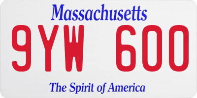 MA license plate 9YW600
