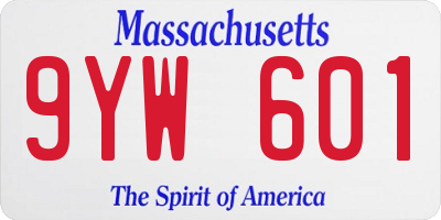 MA license plate 9YW601