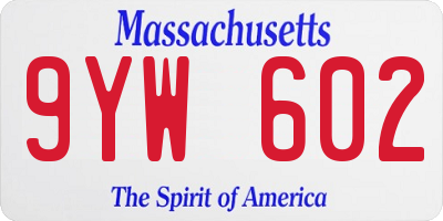 MA license plate 9YW602