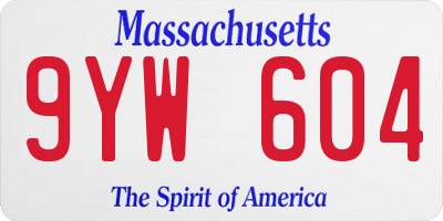 MA license plate 9YW604