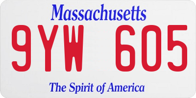 MA license plate 9YW605