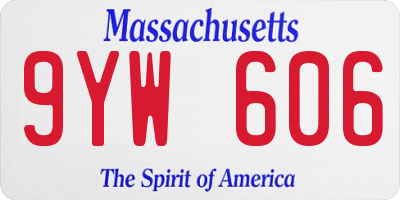 MA license plate 9YW606