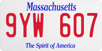 MA license plate 9YW607