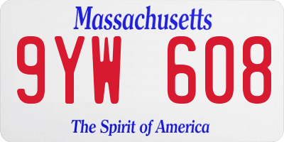 MA license plate 9YW608