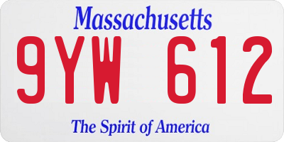 MA license plate 9YW612
