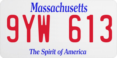 MA license plate 9YW613