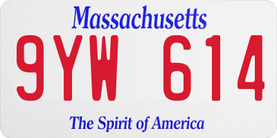 MA license plate 9YW614