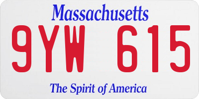 MA license plate 9YW615