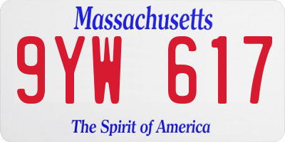 MA license plate 9YW617