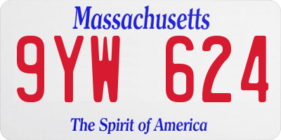 MA license plate 9YW624