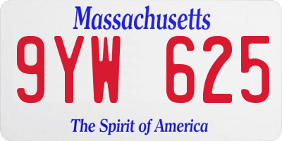 MA license plate 9YW625