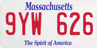 MA license plate 9YW626