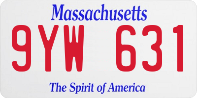 MA license plate 9YW631