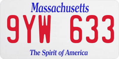 MA license plate 9YW633