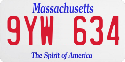 MA license plate 9YW634