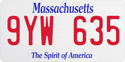MA license plate 9YW635