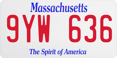 MA license plate 9YW636