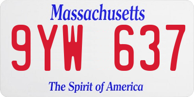 MA license plate 9YW637