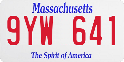 MA license plate 9YW641
