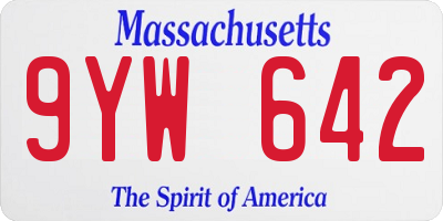 MA license plate 9YW642