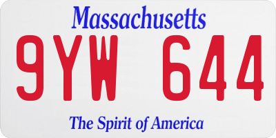 MA license plate 9YW644