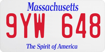 MA license plate 9YW648