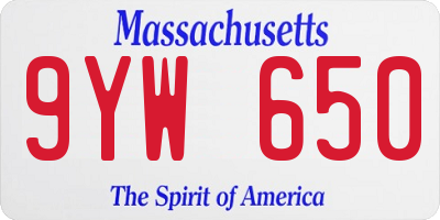 MA license plate 9YW650