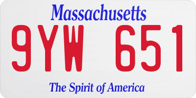 MA license plate 9YW651