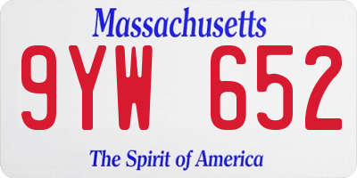 MA license plate 9YW652