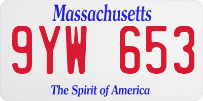 MA license plate 9YW653