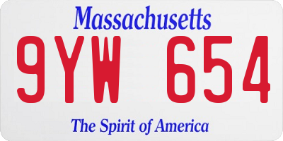 MA license plate 9YW654