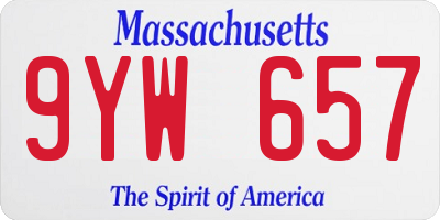 MA license plate 9YW657