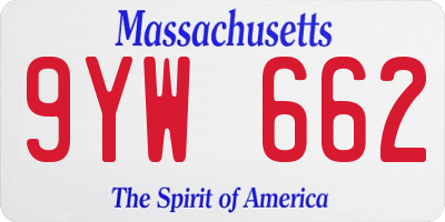 MA license plate 9YW662
