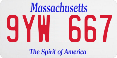 MA license plate 9YW667