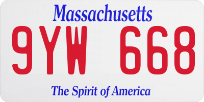 MA license plate 9YW668