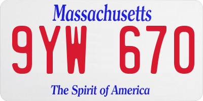 MA license plate 9YW670