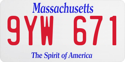 MA license plate 9YW671